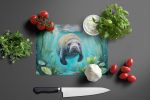 Manatee in a Crystal-Clear Spring Glass Cutting Board Decorative Tempered Glass Kitchen Cutting and Serving Board Large Size Chopping Board