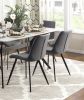 Modern 7pc Dining Table Set with 6x Chairs Gray Upholstered Sintered Stone Tabletop Black Metal Legs Kitchen Dining Furniture