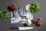 Winter Wolves Glass Cutting Board Decorative Tempered Glass Kitchen Cutting and Serving Board Large Size Chopping Board