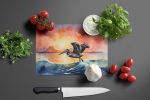 Pelican Fiery Sunset Glass Cutting Board Decorative Tempered Glass Kitchen Cutting and Serving Board Large Size Chopping Board