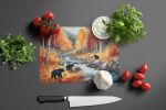 Bears Autumn in the Woods Glass Cutting Board Decorative Tempered Glass Kitchen Cutting and Serving Board Large Size Chopping Board